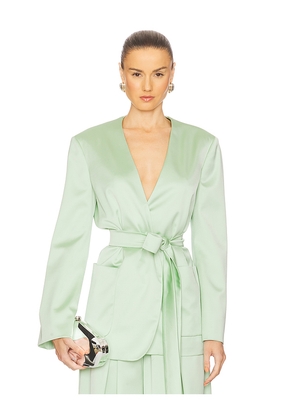 The Andamane Wes Collarless Blazer in Mint. Size 40/S. Also in 44/L.