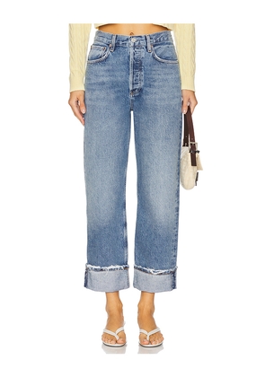 AGOLDE Fran Low Slung Straight Jeans in Blue. Size 32. Also in 30, 33, 34.