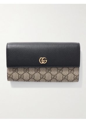Gucci - Gg Marmont Petite Textured-leather And Printed Coated-canvas Shoulder Bag - Black - One size