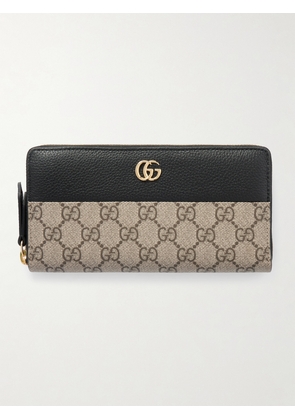 Gucci - Petite Marmont Textured Leather-trimmed Printed Coated-canvas Wallet - Black - One size