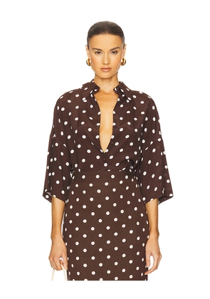 HEMANT AND NANDITA Oversized Polka Dot Shirt in Brown. Size M. Also in L, S, XL, XS.