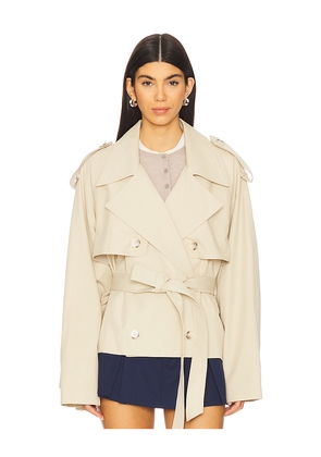 Elodie the Label Eleanor Cropped Trench Coat in Tan. Size M. Also in S, XS, L, XL.