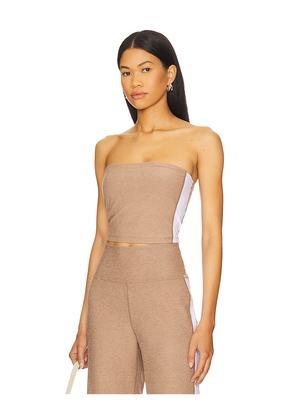 Beyond Yoga Spacedye Strapless Stripe Top in Brown. Size XL. Also in XS.