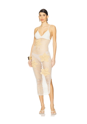 Bahia Maria Flora Midi Dress in Ivory. Size S. Also in XS, L, XL.