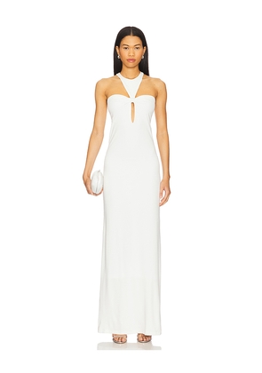ADRIANA DEGREAS X Sabine Getty Open Back Maxi Dress in Ivory. Size L. Also in M, S.