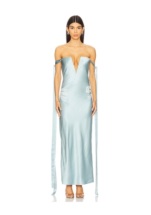 Alejandra Alonso Rojas V-neck Corest Dress in Teal. Size 8. Also in 6.