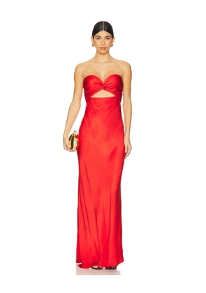 Essentiel Antwerp Hierro Strapless Midi Dress in Red. Size 34. Also in 40.