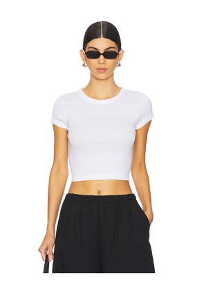 Enza Costa Supima Baby Cropped Tee in White. Size M. Also in L, S, XS.
