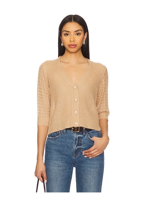 Autumn Cashmere Shaker Cardigan With Fancy Stitch in Beige. Size XS. Also in L.