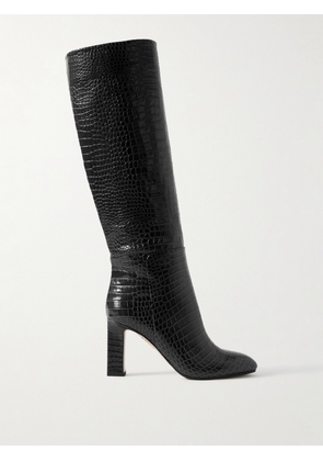 Aquazzura - Sellier 85 Croc-effect Leather Knee Boots - Black - IT36,IT37,IT37.5,IT38,IT38.5,IT39,IT39.5,IT40,IT40.5,IT41,IT41.5,IT42