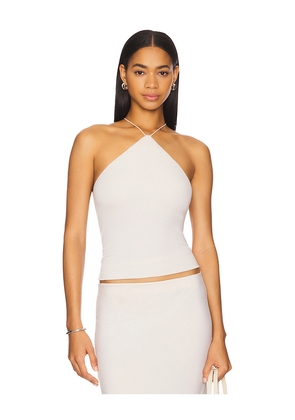 Enza Costa Silk Knit Halter Tank Top in Beige. Size M. Also in S, XS.