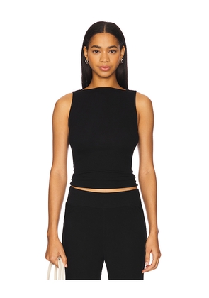 Enza Costa Silk Knit Sleeveless Boatneck Top in Black. Size M. Also in S, XS.