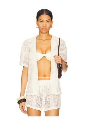 ALL THE WAYS Rosie Button Up Top in Cream. Size L. Also in M, S, XL, XS, XXS.