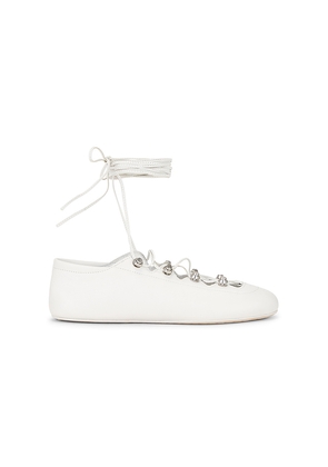Alexander Wang Vyolette Lace Up Flat in White. Size 37. Also in 36, 38, 39, 40, 41.