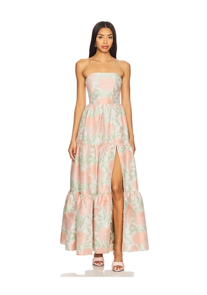 ELLIATT x REVOLVE Jacquard Gown in Peach,Green. Size L. Also in M, S, XS.