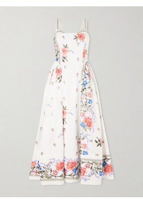 Erdem - Pleated Embroidered Cotton-faille Midi Dress - White - UK 6,UK 8,UK 10,UK 12,UK 14,UK 16