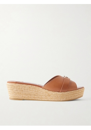 Jimmy Choo - Leda Logo-embellished Leather Platform Espadrilles - Brown - IT36,IT37,IT38,IT39,IT40,IT41,IT42
