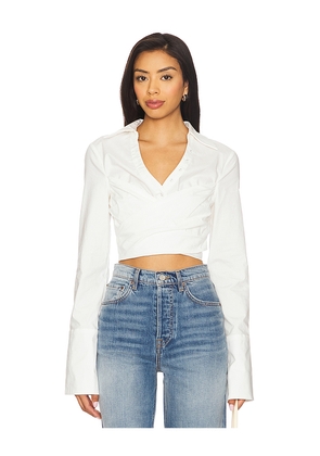 Camila Coelho Evangeline Wrap Top in White. Size M. Also in L, S, XL, XS.