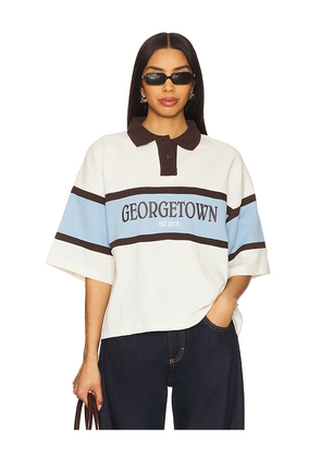 Araminta James Georgetown Rugby Polo Shirt in White. Size S. Also in M, XL, XS.