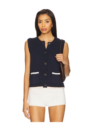 Autumn Cashmere Button Front Vest Top in Navy. Size S. Also in M, XS.