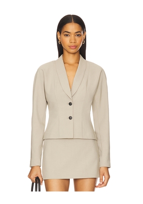 EAVES Liah Blazer Top in Khaki in Taupe. Size M. Also in L, S, XL, XS.