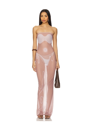 Di Petsa Tan Lines Mesh Dress in Nude. Size M. Also in L.