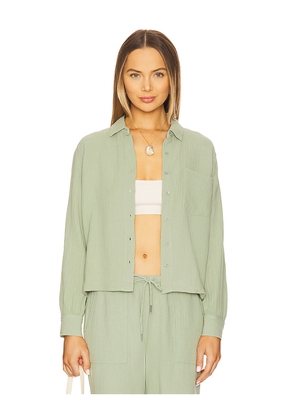 Bobi Cropped Button Up Shirt in Sage. Size S. Also in XL, XS.
