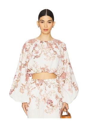 HEMANT AND NANDITA Bubble Hem Top in White. Size M. Also in S, XS.