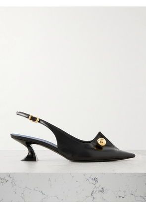 Lanvin - Piercing Embellished Glossed-leather Slingback Pumps - Black - FR36,FR37,FR38,FR39,FR40,FR41