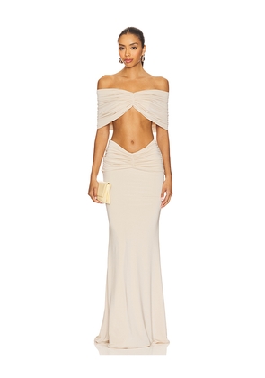 AWAVE Studio Drop Shoulder Top And Draped Long Skirt Set in Cream. Size 36/4. Also in 38/6, 40/8.