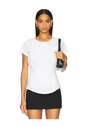 Di Petsa Wetlook Draped T-shirt in White. Size M. Also in S.