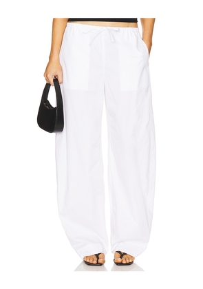 EAVES Lana Barrel Leg Pant in White. Size M. Also in XS, XXS, S, L, XL.