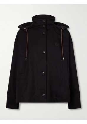 LOEWE - Hooded Cotton And Silk-blend Canvas Jacket - Black - FR 32,FR 34,FR 36,FR 38,FR 40,FR 42,FR 44