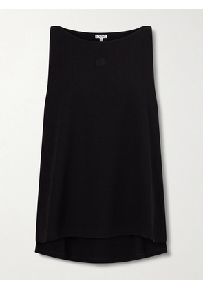 LOEWE - Anagram Embroidered Ribbed-knit Tank Top - Black - x small,small,medium,large