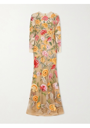 Carolina Herrera - Sequin-detailed Embroidered Tulle Gown - Cream - US4,US6,US8
