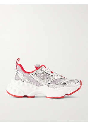 Christian Louboutin - So Flo Metallic Leather-trimmed Mesh Sneakers - Silver - IT35,IT36,IT36.5,IT37,IT37.5,IT38,IT38.5,IT39,IT39.5,IT40,IT40.5,IT41,IT41.5,IT42