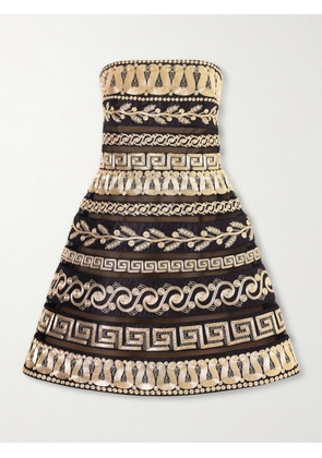 Carolina Herrera - Strapless Embroidered Silk-satin And Organza Mini Dress - Gold - US4,US6,US8