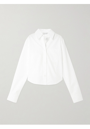 Sportmax - Cropped Pleated Cotton-blend Shirt - White - UK 4,UK 6,UK 8,UK 10,UK 12,UK 14