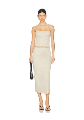 ALL THE WAYS Leonie Maxi Skirt Set in Beige. Size M. Also in L, S, XS, XXS.