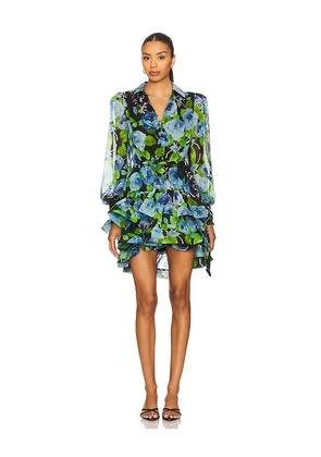 ELLIATT Briony Long Sleeves Mini Dress in Blue. Size L. Also in M, S, XS.