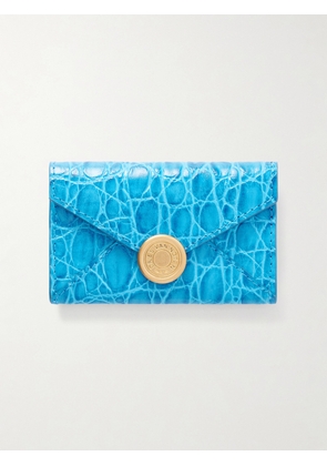 Dries Van Noten - Textured Metallic Croc-effect Leather Wallet - Blue - One size