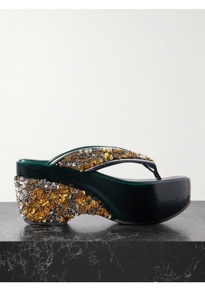 Dries Van Noten - Embellished Satin-crepe Platform Sandals - Silver - IT36,IT37,IT38,IT39,IT40,IT41