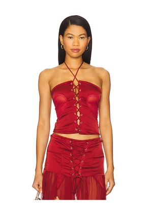 AMOR MIA Gathered Heart Top in Red. Size M. Also in L, S, XS.