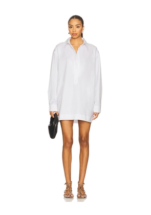 EAVES Yohanne Shirt Dress in White. Size M. Also in S, XXS, XS.