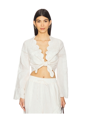 Agua Bendita x REVOLVE Solei Blouse in Ivory. Size M. Also in L.