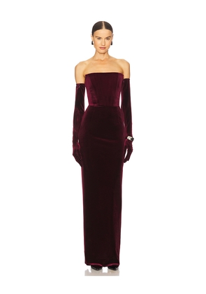 Bronx and Banco Florentina Strapless Velvet Gown in Burgundy. Size M. Also in L, S, XL.