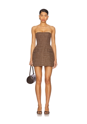 Amanda Uprichard x REVOLVE Strapless Bethany Romper in Chocolate. Size M. Also in L, S.