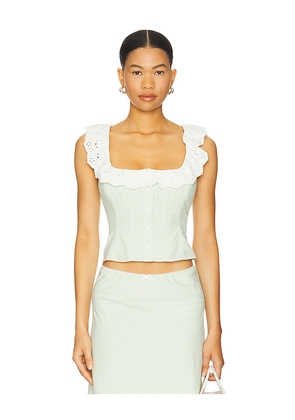 GUIZIO Gingham Paloma Lace Top in Green. Size M. Also in XXS, XS, S.