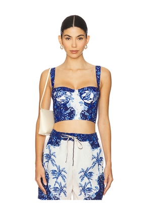 Agua Bendita x REVOLVE Lupe Crop Top in Blue. Size M. Also in L, S.
