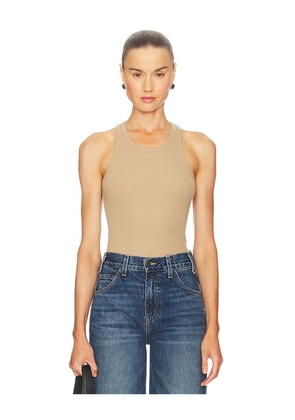 Eterne High Neck Fitted Tank in Taupe. Size M. Also in L.